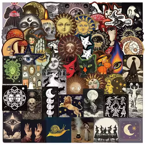 ​50PCS Celestial Eye Stickers Mystic Galaxy Decals for Journals Tarot Boards Tech Gear Waterproof Vi