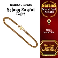 Gold Buffalo Solid Chain Bracelet Gold Color Malaysia Ready Size 15.5-16.5cm, 17cm