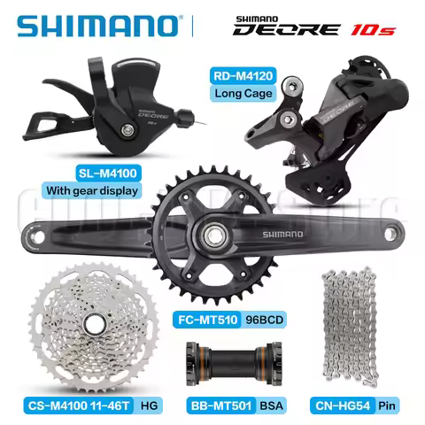 Shimano 10s M4100 Deore Groupset MT510 Crankset SL-M4100 RD-M4120 CS-M4100 Sunshine Cassette Sprocke