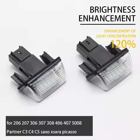 2x HID License Number Plate Light For Peugeot 206 207 306 307 308 5008 For Citroen C3 C4 C5 Berlingo