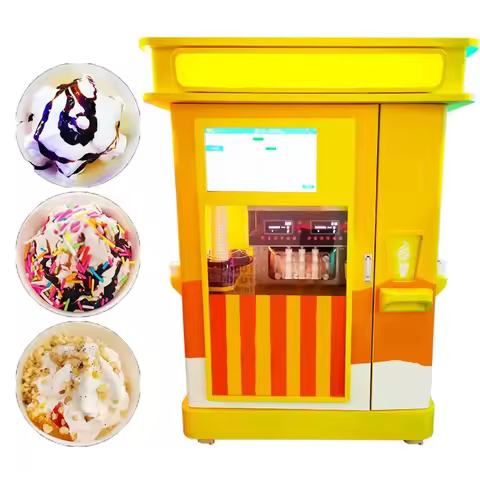 Customizable Stickers Soft Ice Cream Maker Vending Machine Fully Automatic Support QR Payment Ice Cr