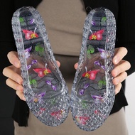 KY-6/Crystal Hollow Sandals Fashion Jelly Transparent Women's Summer Outerwear Low Heel Shoes Simple Internet Hot Korean