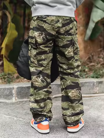 Non Stock Ripstop Tiger Stripe Camo Trousers Multi-Pocket Camouflage Cargo Pants