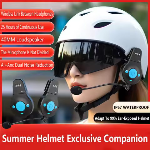 Motorcycle Bluetooth Headset Half Helmet Long Range Waterproof Wireless 5.4 Helmet Bluetooth Wireles