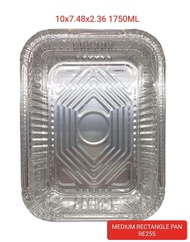 10/20/50/100pcs RE255 10x7.5x2.4 1750ml Aluminum Tray w/ Lid Can be Pair with Box.