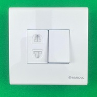 Sino Single 2-Prong Socket + 16A Square 2-Way Switch S98CC Series - Square Face Match S98CCUM