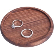 UNICRAFTALE Walnut Wood Round Ring Tray Brown Wood Jewelry Holder Ring Bowl Wooden Jewelry Organizer