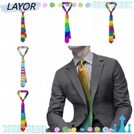 LAYORSG Shirt Neckties, Rainbow Personality Striped Tie, Fashion Colorful Men Accessories Gay Parade