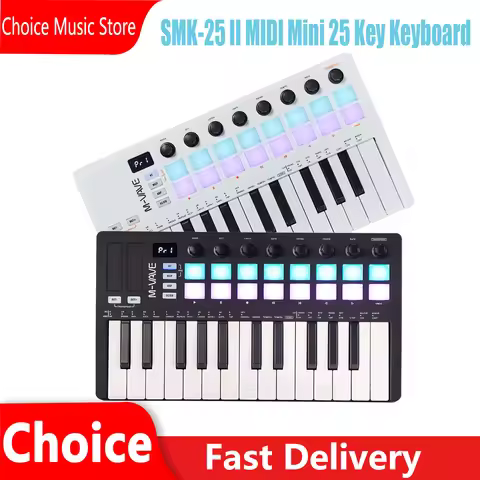 M-VAVE SMK-25 II MIDI Controller 25 Key Mini Keyboard USB 16 RGB Drum Pads 8 Knobs With Musical Prod