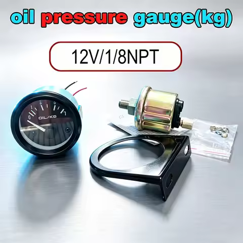 12V 52mm Water Temperature Oil Temperature Gauge Oil Press kg Gauge with 1/8NPT Sensors 2' 52mm Car