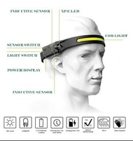 USB 可充電傳感器 COB LED 頭燈連 5 種照明模式頭燈 mceckp USB Rechargeable Sensor COB LED Head Torch with  5 Lighting 