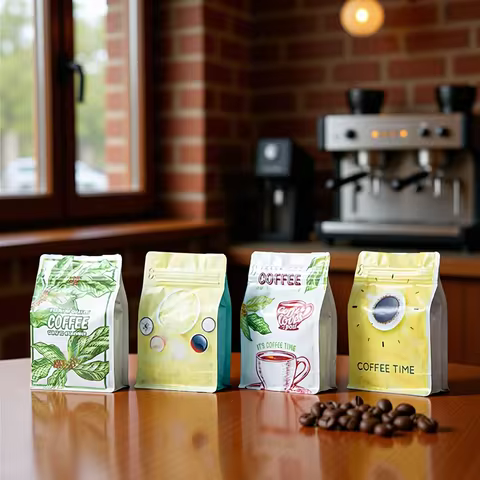 50Pcs Coffee Beans Aluminum Foil Packaging Bag with Air Valve Sealed Food Powder Tea Nuts Storage Ai