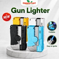 Unique Gun-Shaped Butane Lighter – Windproof, Foldable & Rotatable Refillable Pocket Lighter with Re