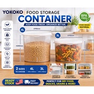 YOKOKO Clear Food Storage Container 3L 4L BPA Free Airtight Plastic Jar Kitchen Storage Box