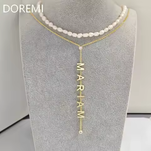 DOREMI 9mm Plain Letters Charm Necklace Fashion Elegant Jewelry Gift Design Women Customized Letters