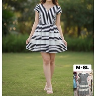 Striped Fit-and-Flare Mini Dress