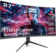 27 inch Gaming Monitor, 1440P Curved Monitor, 170Hz, 144Hz, 2K, 1500R, 1ms, FreeSync Premium/G-Sync,