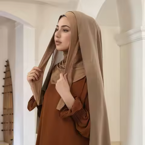 2/Pcs Chiffon Hijab With Matching Alfaro Undercap Set Women Muslim Hijab Plain Shawl Jersey Inner Mo