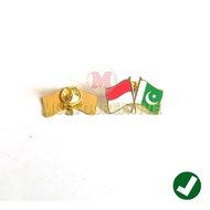 Indonesia and Pakistan Friendship Flag Pin Cross Flag Pin