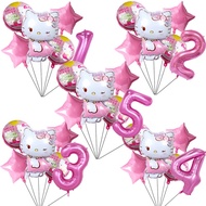 6pcs Hello Kitty Ballon Sets Birthday Gift Party Decoration KT Foil Globos Girl Baby Shower DIY Part