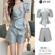 ZY.HT EraVogue 2 mảnh Set Puff Up Sleeve + Shorts Work Suit Hi-Suit nữ Jumpsuit nữ 30893
