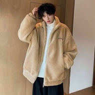 搖粒絨外套男2025新款秋冬羊羔毛潮牌冬裝羊羔絨冬季痞帥棉服棉衣-卡其色 M