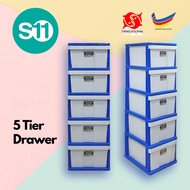 DOLPHIN self assemble Drawer 5 Tier Plastic Drawer Storage Cabinets Clothes Almari Plastics Laci Plastik Rak Baju