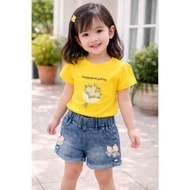 YK-36 Imported Girls' Hotpants Jeans Set Ages 2-5 Years