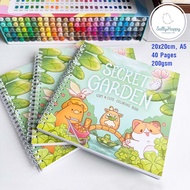 Secret Garden coloring pages. Size 20x20cm, A5, 200gsm thick paper for children and adults. Gift. Le