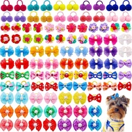 100pcs Riben Rambut Anjing, Riben Rambut Anjing Kecil yang Comel dengan Gelang Getah, Campuran Riben