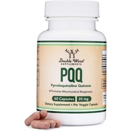 Double Wood PQQ Supplement - 20mg, 60 Capsules (Pyrroloquinoline Quinone) Promotes Mitochondria ATP 