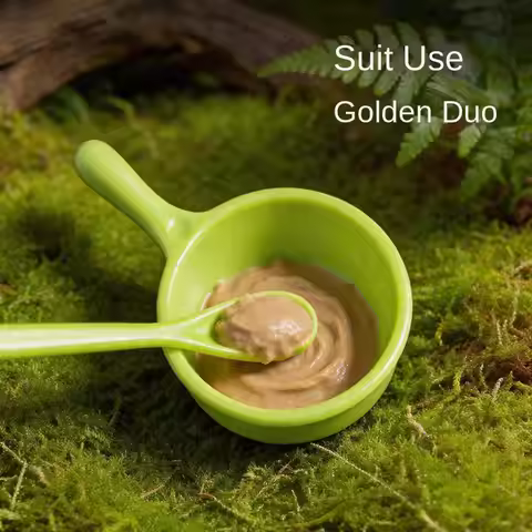 Crested Gecko Food Dish with Spoon Reptile Feeder for Bearded Dragon Hermit Crab Terrarium Enclosure