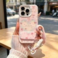 For Casing Realme c53 c55 c5i c15 c35 c21 c63 Note 50 Q5 Pink Gradient Heart Bowknot Phone Case With