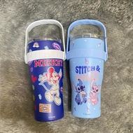 PI Large Stainless Steel Tumbler Handle 900ml Capacity Mickey Mouse Character Stitch/ Free Straw K81