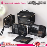 MORETHAN1 5 pcs Mesh Make Up Pouch Organizer Pouch Hygiene Kit Pouch Cosmetic Pouch Mesh Bag