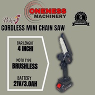 ''PECKER'' MINI CHAIN SAW C/W 1X BATTERY & CHARGER -21V -4''-3.0AH