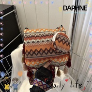 DAPHNE Tote Bags, Solid Color National Style Underarm Handbag,  High-capacity Canvas Crossbody Single Shoulder Bag Girl
