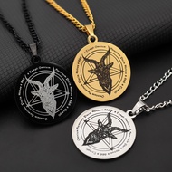 Temu Solomon Satan Five-Pointed Star Skull Goat Head Logo Round Necklace X711