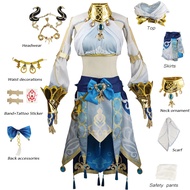 Game Genshin Impact Nilou Cosplay Costume Western Region Dancers Nilou Blue Dress With Headdress Nec