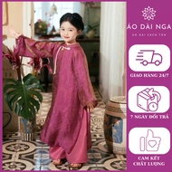 CAT TUONG girls' ao dai set, CNY ao dai, modern ao dai for children CNY 2026 - black - Russian ao da