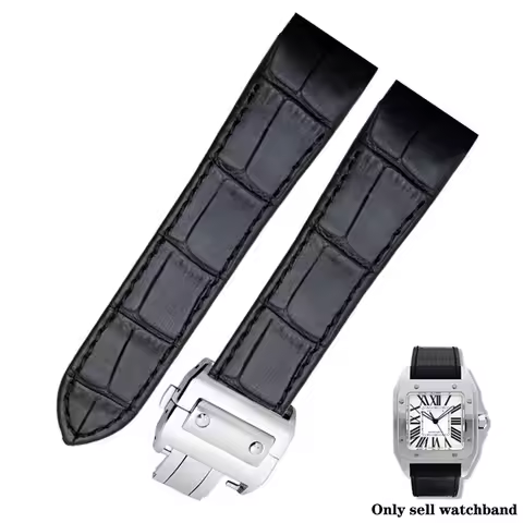 20mm 23mm High quality leather watch strap suitable for cartier Santos strap Santos 100 men's and wo