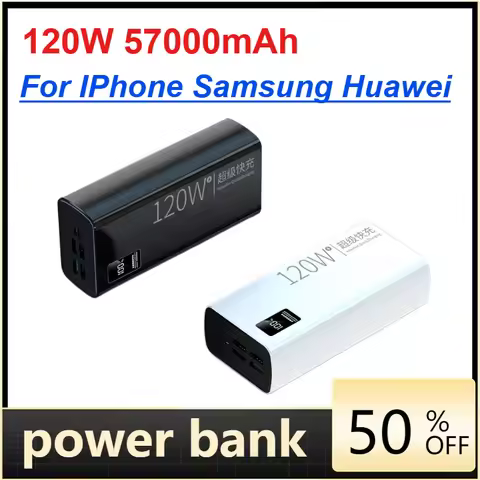 120W 57000mAh Power Bank Super Fast Charging Large Capacity Battery Charging Powerbank For IPhone Sa