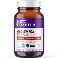 New Chapter Wholemega Fish Oil Supplement - Wild Alaskan Salmon Oil with Omega-3 + Vitamin D3 + Asta