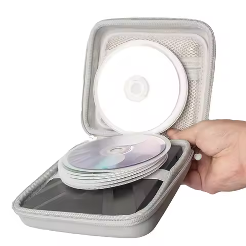 PU Multifunctional Case Organizer Bag For External Optical Drive+ CD-ROM Storage Black