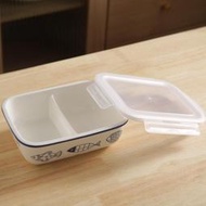 【現貨免運】陶瓷微波爐加熱飯盒分隔碗上班族分格餐盒保鮮盒學生密封便當盒