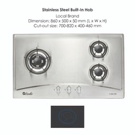 [✅SG Safety Mark &amp;AuthorizedSeller]High Quality S-303L IZOLA Stainless Steel Built-in Hob (LPG/PUB)