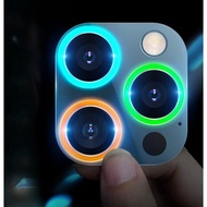 Luminous Film Tempered Glass Ring Metal For iPhone 14 13 12 11 Pro Max/14 Plus/12 13 mini Luminated Camera Lens Protector