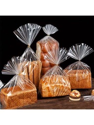 100入組透明吐司袋、麵包袋、幹果餅乾小食袋,扁平塑膠袋- 適用於吐司、曲奇和小點心