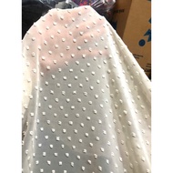 D347 - Cream embroidered chiffon fabric, no stretch