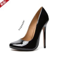 EFP大美人-2023新品♥外貿性感女王SM情趣短片啞光/PU漆皮14cm圓頭超高跟鞋~白黑紅大尺碼40-48
